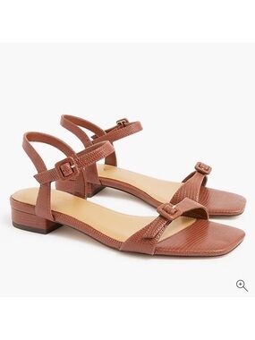 J. Crew Factory Brown Lizard Embossed Flat Sandals size 9